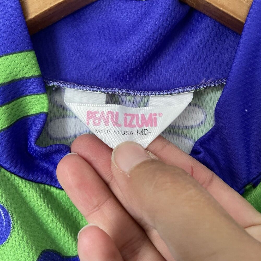 Pearl Izumi Cycling Bike Jersey Floral Print Green Made In USA Women's Size Med - Picture 7 of 9